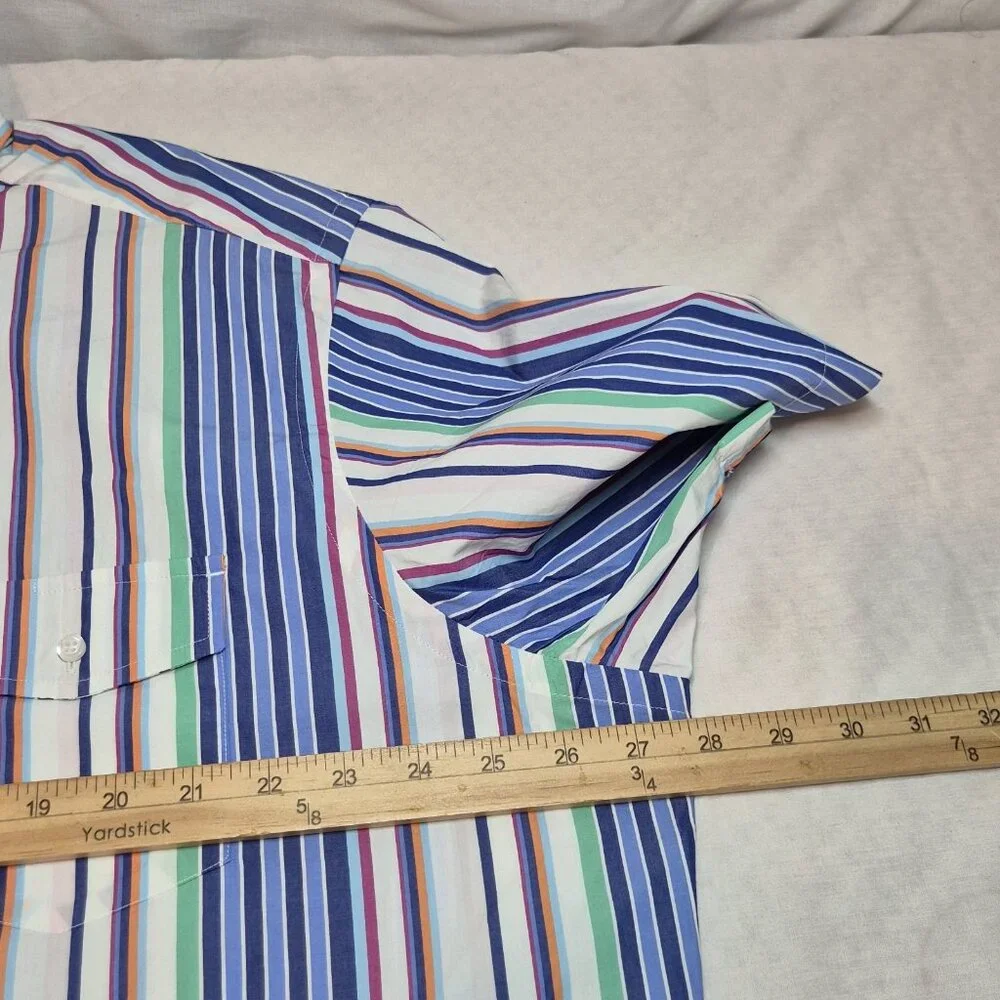 Cremieux Men's Shirt Size XXL Stripes Short Sleeve Button-Up Casual Cotton (56 - Picture 4 of 9